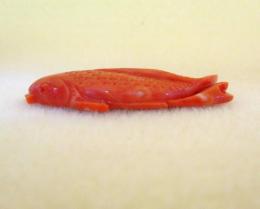 Red・コーラル(赤珊瑚)彫刻/帯留め仕様　T-160